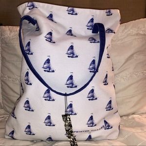 Printed Village Sailboat Tote Bag NWT